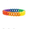 Nouveaux bracelets arc-en-ciel de décoration à la mode segmentés Gay Pride Bracelet en caoutchouc de Silicone taille adulte pour cadeau de Promotion 6112