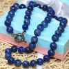Fashion natural stone blue lapis lazuli beads 6mm 8mm 10mm 12mm 14mm round beads diy necklace elegant gift jewelry 18inch B667