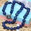 Mode Naturstein blaue Lapislazuli Perlen 6mm 8mm 10mm 12mm 14mm runde Perlen DIY Halskette elegantes Geschenk Schmuck 18 Zoll B667