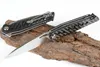 1pcs Ny kullager Flipper Folding Kniv D2 Satin Blade Carbon Fiber + Stålplåt Handtag Utomhus EDC Pocket Knives