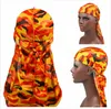 9 Färger Unisex Mäns Durags Bandana Turban Hat Camouflage Tryckt Long-tailed Pirate Cap Headwear Hair Tillbehör