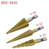 الأدوات 3pcs HSS Titanium خطوة الحفر المغلفة بتات لقاطعة الطحن المعدنية 312 مم 412 مم 420 مم أدوات طاقة حفر الخشب الصلب عالية السرعة