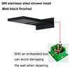 Bathroom Black Shower Set Rainfall Waterfall ShowerHead Panel Thermostatic Mixer Valve Tap Faucets 304 Stainless Steel Shower System