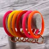 New Silicone Solid Color O Keychain Wristlet Circle Cute Key Ring Wrist Strap Keychain Wholesale For Women Girls