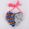 6 Styles Sequins Loving Heart Kids Shoulder Coin Bags Baby Girls Mini Messenger Bag Cartoon Coin Purse Children Purse Valentine Bags M997