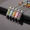 10 Pcs Desejo Garrafa Pingente de Pêndulo Cura Pedra Preciosa Pedra Natural Chips in Clear Vidro Frasco W / 7 Chakra Beads Cadeia Pendulum Dowsing Amuleto