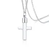 ZORCVENS Einzigartige silberfarbene Edelstahl-Glas-Kreuz-Anhänger-Halsketten für Damen und Herren, Jahrestagsgeschenke, Zubehör