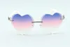 Прямой S высококачественные солнцезащитные очки с режущими линзами в форме сердца 8300687 Натуральные белые баффало-роговые храмы Размер 58-18-140 мм289D
