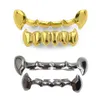 Hiphop Vampirzähne Fang Grillz 18K echtes Gold CZ Zirkonia Diamant Dental Mund Grills Brace Up Bottom Tooth Cap Rapper Body2522036