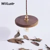 handmade wooden pendant light engraved walnut wood shade brass suspension lamp nordic retro art fixture bedroom hotel bedside dinning room