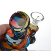 Printing Silicone Water Pipe With Glass Bwol 14mm Fmale Detachable Bong For Dry Herb Quartz Banger Hanger Wax Smoking Hand Pipe Dab Rigs