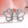 Flying Butterfly Stud Earrings 925 Sterling Silver CZ Diamonds For Pandora Jewelry Women Personality Fashion Stud Earrings With Original Box