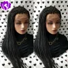 Hot Selling box Braids Wig with Baby Hair Black brazilian full Lace Front Wig Heat Resistant synthetic Braided Wig for Black Women