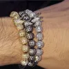 Mcllroy Charme Pulseira / mulheres / homens / ouro / prata / pulseira de Aço Inoxidável Dos Homens Beads Pulseiras Coroa Cubic Zirconia Pulseiras Jóias J190722