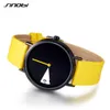 Cwp Sinobi femmes montre créative montre-bracelet dame rotation jaune bracelet en cuir Montres horloge Montres Femme Reloj Mujer