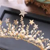 Trendy Stars Crowns With Earrings Tiara And Crown Wedding Hair Accessories trombone Bridal Hair Jewelry Noiva Women Diadem CJ191226