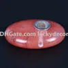 10st Polished Cherry Quartz Palm Stone Pipe Red Smelted Crystal Rökning Rör 60 * 40mm Tumbled Energy Healing Strength Gemstone Tobacco Pipes