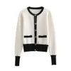 Retro jacket women's 2018 autumn and winter new ladies soft touch sweater knit cardigan black sweater white