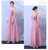 Blush Rosa Longo Tulle Dama de Honne Dos Vestidos De Casamento Vestido De Casamento com Praças 2019 Robe Demoiselle d'Honneur