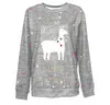 Boże Narodzenie Kobiety Śmieszne Bluzy Deer Kolorowy Lampa Charakter Drukowane O Neck Swetry Dość Z Długim Rękawem Loose Night Party Koszula Dla Dziewczyn