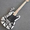 Anpassad Char Eddie Van Halen 5150 Vit Svart Stripe Elektrisk Gitarr Floyd Rose Tremolo Bridge, Låser Mutter, Maple Neck Fingerboard