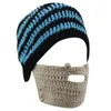 Unisex Womens Mens Crochet Halloween Funny Knit Fake Stubble Beard Ski Snowboarding Detachable Facemask Beanie Wind Mask Guard