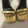 2019 Altın Kırmızı Siyah Patent Deri 10.5 CM Harfler Topuklu Tasarımcı Kadınlar Benzersiz Harfler Sandalet Elbise Düğün Ayakkabı Seksi sandalet 35-41 Kutusu