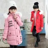 Meninas inverno jaqueta quente 3-15t Crianças Longo estilo hoodies hoodies crianças algodão manga comprida casaco adolescente espessura casual roupas