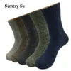 5 paires/lot laine chaussettes hommes hiver chaud cachemire confortable longue chaussette mâle 5 couleurs