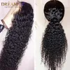 Kinky Curly 360 Lace Frontal Perruque brésilienne Pour les femmes noires lâche bouclés perruque synthétique sans colle avec des cheveux de bébé noeuds blanchis