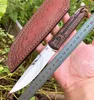 Новый Survival прямой нож D2 Зеркальная каплепадения лезвие Полный Тан G-10 Handle фиксированным лезвием Ножи с кожаной оболочкой