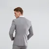 Красивый светло-серый жених смокинги нота для отвороты женихами мужские мужские свадебные платья мода человек куртка Blazer 3 частный костюм (куртка + брюки + жилет + галстук) 806