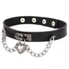 PU Läder Halsband Punk Heart Studded Choker Halsband Gåva För Kvinnor Smycken Rivet Spänne Krage Halsband