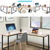 US Shaped Desk Canto computador PC de mesa Workstation Home Office Desk Walnut Sala Decoração