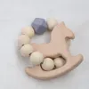 Perline di legno per bambiniﾠ Anello per denti Bracciale per bambini Gioielli a forma di animale Dentizione per accessori per passeggino sonagli