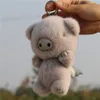 Cute Real Genuine Fur Pig Angel Piggy Toy Keyring Handbag Keychain Car Phone Pandent