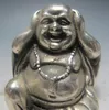 Chiński Silver Bronze Maitreya Buddha Statua