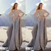 Elegant Evening Dresses Long Sleeves Lace Appliques Beads Prom Gowns 2020 Custom Made High Split Sweep Train Special Occasion Dress
