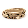 Fashion Leopard Leather Bracelet Bangle Adjustable Double Layer Snap Button Wrap Bracelets Horse Hair Women Elegant Jewelry for Girls Ladies