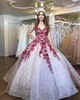 Sparkly Sexy bordeaux Pizzo Perline Quinceanera Abiti da ballo Sexy Sweetheart Paillettes Ball Gown Evening Party Sweet 16 Dress291K