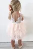 2019 Sevimli Kısa Çiçek Kızlar Elbiseler Dantel Tül Terikli Etekler Ruffles Kolsuz Ucuz Bohem Çocuklar Resmi Giyim Pageant Balown