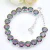 5 Pcs/Lot High Quality fashion Round Shaped 8 mm colorful Topaz Bracelet Jewelry 925 Silver Party Christmas Gift For Women B0333