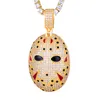 Hip Hop glacé Bling zircon cubique Jason masque colliers pendentifs pour hommes bijoux avec chaîne de Tennis 4949419