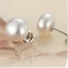 2Pair 67mm Natural White Culture Freshwater Pearl 925 Sterling Silver Studörhängen5467687