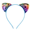 12pcs Glitter Sequins Cat Ear Girl Hairband Headband Hair Hoop For Girls Women Cat Ear Hair Bands Halloween Headdress Gifts