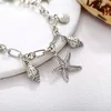 Bohemian Starfish Shell Pendant Anklets för Kvinnor Mode Silver Färg Conch Ankel Armband Onthe Leg Boho Beach Tillbehör