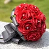 Bridal Red Rose Bouquet Romantic Bride Artificial Flowers Bouquets Home Wedding Decoration Wedding Bouquet With Crystal3575526