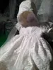 Robes de baptême en dentelle pour bébés, à manches longues, avec des appliques, à fleurs, pour mariage, avec Bonnet, offre spéciale