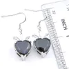 Luckyshine 925 Silver Black Onyx 10 mm Cut Heart-shaped For Women Wedding Dangle Earring Australia United States India Holiday gift