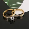 Liebhaber-Ring aus Edelstahl in Goldfarbe für Damen und Herren, stilvoll, matt poliert, Paar-Verlobungsversprechen-Schmuck